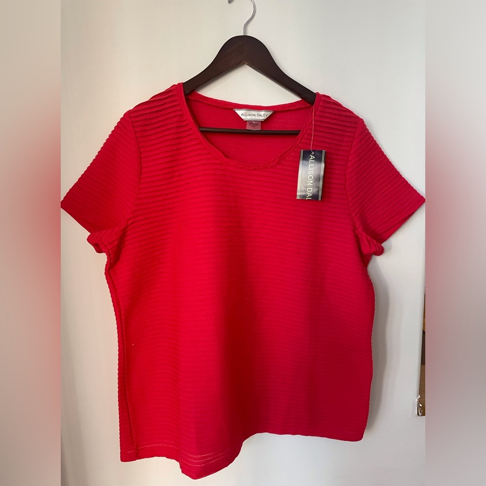 Allison Daley Vibrant Red Short Sleeve Top